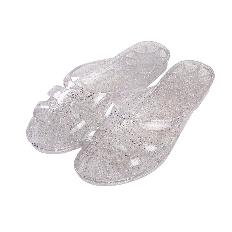 Glitter Sandals Shoes Women Transparent Jelly Slippers Female Beach Slides For Ladies shoes and Size42 White Orange Red | Обувь