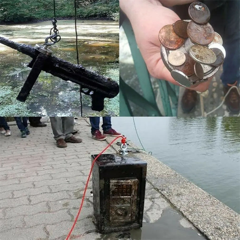 200/300/500 кг Портативный прочный мощный сильный двухсторонний рыболовный магнит с 10