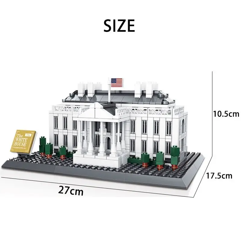 

New 778pcs World Famous Architecture The White House USA Presidential Palace Building Blocks Bricks Toys for Boys Children Gifts
