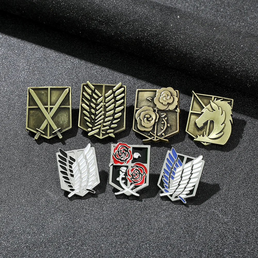 

Hot Anime Attack on Titan Cosplay Badge Cartoon Eren Brooch Pins Collection bags Badges for Backpacks Button Clothes