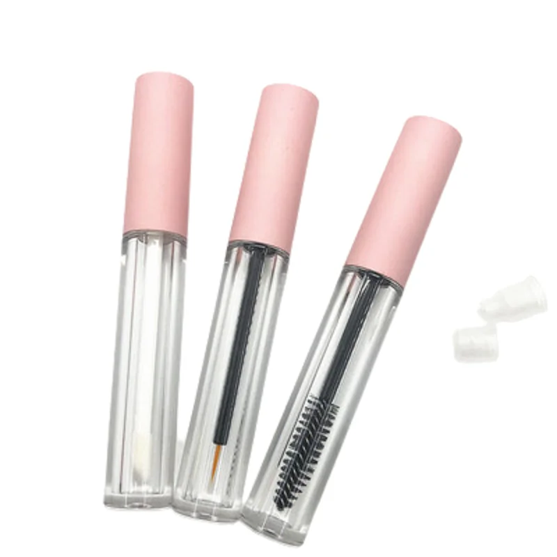 

Empty Clear Plastic Bottle Pink Cover Lipgloss Eyeline Eyelash Tube Portable Cosmetic Refillable Packaging Vials Container 30Pcs