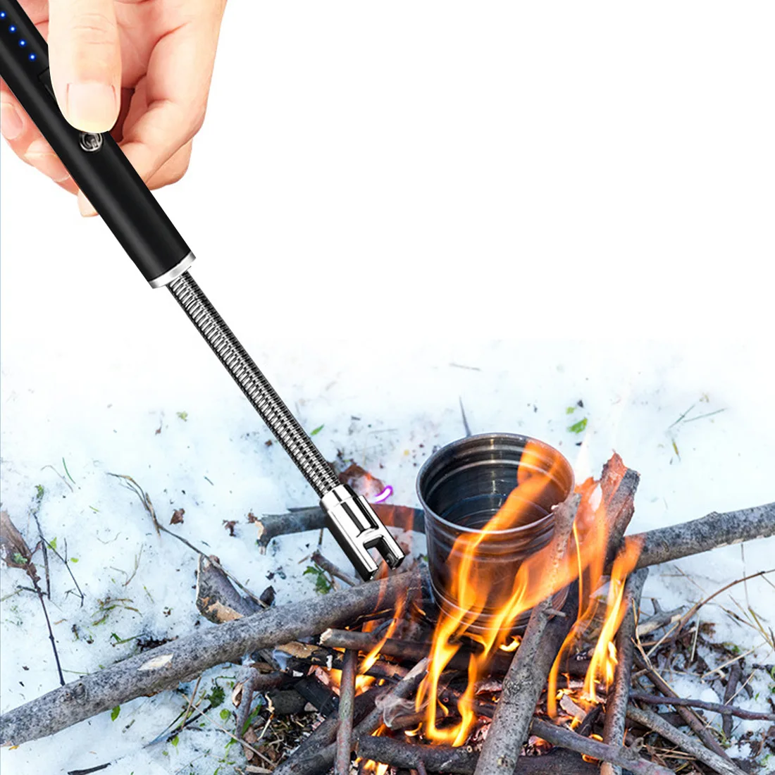 

Kitchen Gas Lighter Long Arc Lighter Pulsed Plasma Candle Lighter Windproof Flameless Electric USB Lighter with Hook Outdoor BBQ