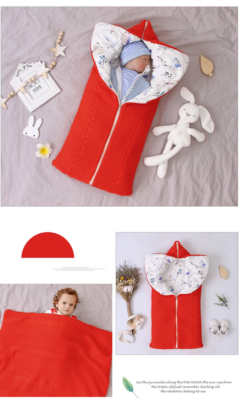 Newborn Winter Swaddle Infant Thicken Anti-kick Sleeping Bag Baby Autumn Winter Envelope Zipper Sleeping Bag Kids Blanket Quilt