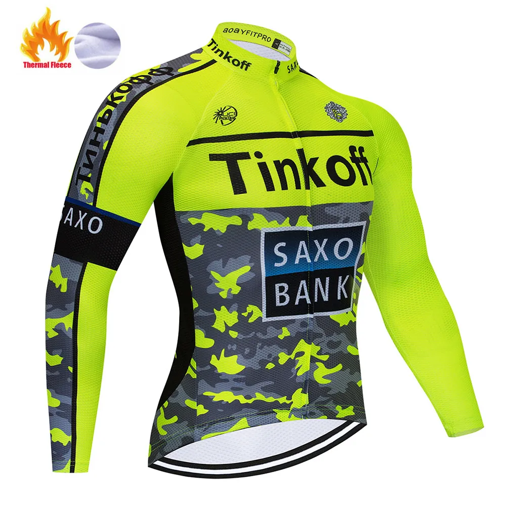 Maillot Ropa Ciclismo Invierno Tinkoff зимний комплект велосипедной одежды из флиса с длинными рукавами, велосипедная одежда - Цвет: Winter jersey