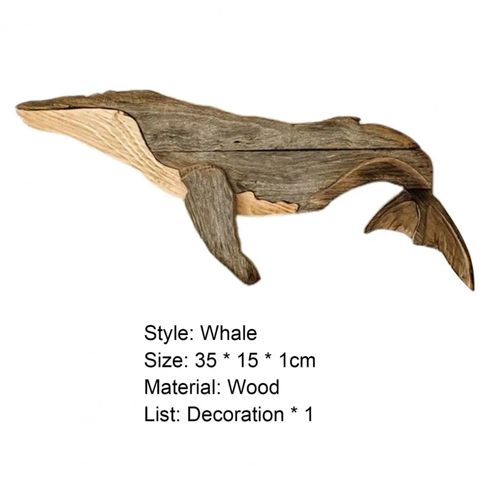 

Hot Sales Animal Ornament Practical Realistic Wood Marine Element Whale Wall Decoration for Home