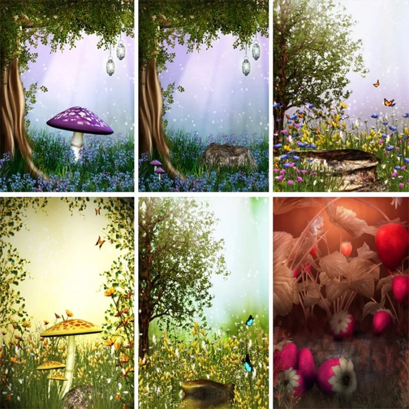 Nitree Виниловый фон для фотостудии с изображением джунглей бабочки грибов