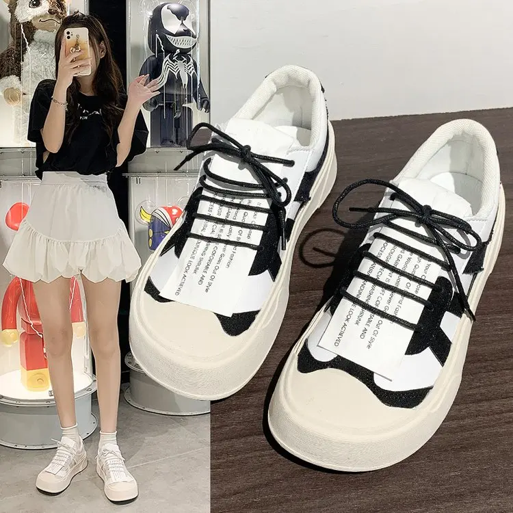 

Кроссовки женские из ПУ кожи, Вулканизированная подошва, повседневная обувь, плоская подошва, белые, весна 2021