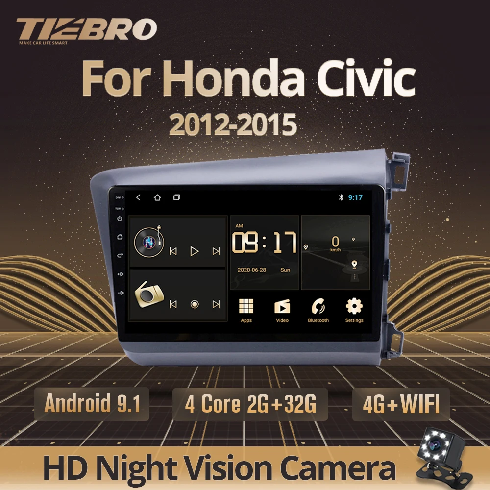 Автомагнитола TIEBRO 2din Android 9 0 автомагнитола мультимедиа для Honda Civic 2012 2015 GPS