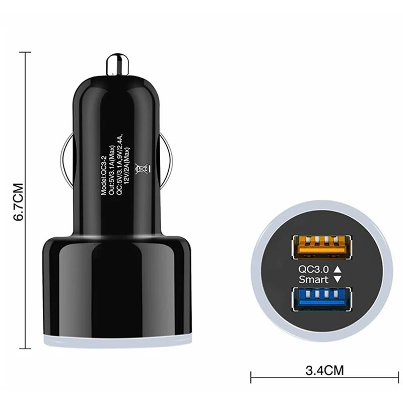DSMOTEK 1 шт. автомобильное зарядное устройство для телефона Dual USB QC3.0 Быстрая зарядка