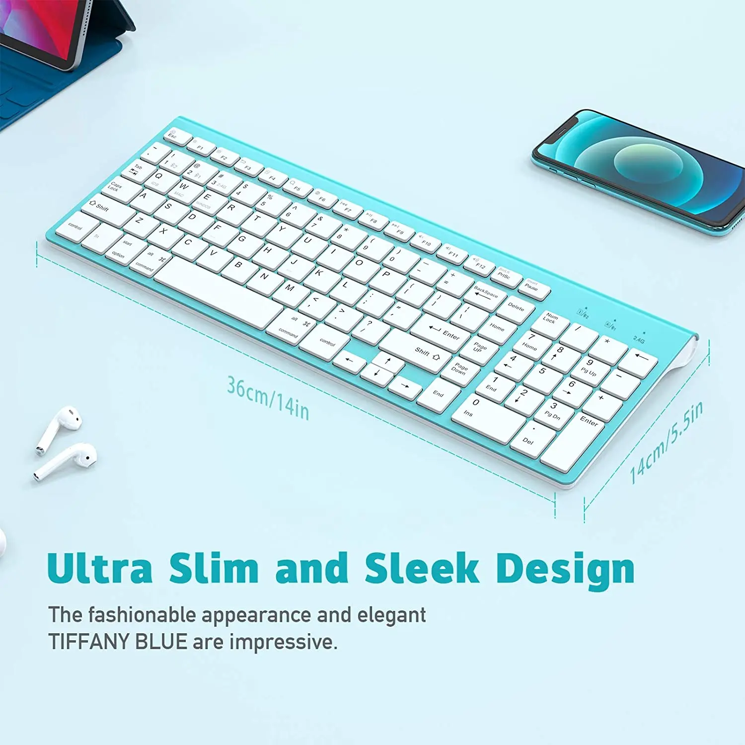 Беспроводная Bluetooth-клавиатура (2 4G + BT3.0 BT5.0) совместима с IMac/Mac IPad Air/Pro ноутбуками