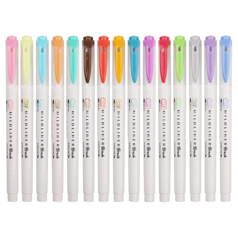 MildLiner Zebra WFT8 набор из 15 цветов мягкая кисть с двойной головкой маркерная ручка