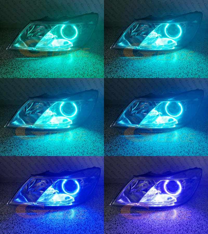 Фото Для SKODA OCTAVIA MK2 A5 FL 2009 2010 2011 2012 RF Remote BT App многоцветный ультра яркий RGB комплект светодиодов «глаза ангела» Halo Rings №5