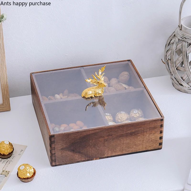 Деревянный ящик для хранения с крышкой орех конфета Plate домашняя отделочная