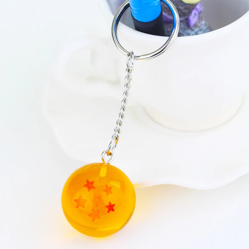 Брелок для ключей в стиле аниме кольцо с подвеской виде голубого оранжевого шара