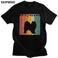 vintage male retro samoyed dog t shirt short sleeve cotton t shirt pet lover gift idea tee tops casual graphic tshirt apparel