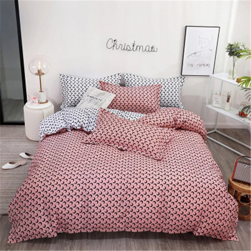 

Luxury Bedding Set For Girls Simple Fashionable Duvet Cover Bed Linens Pink Dot King Full Twin Single Soft Queen Bedding Set