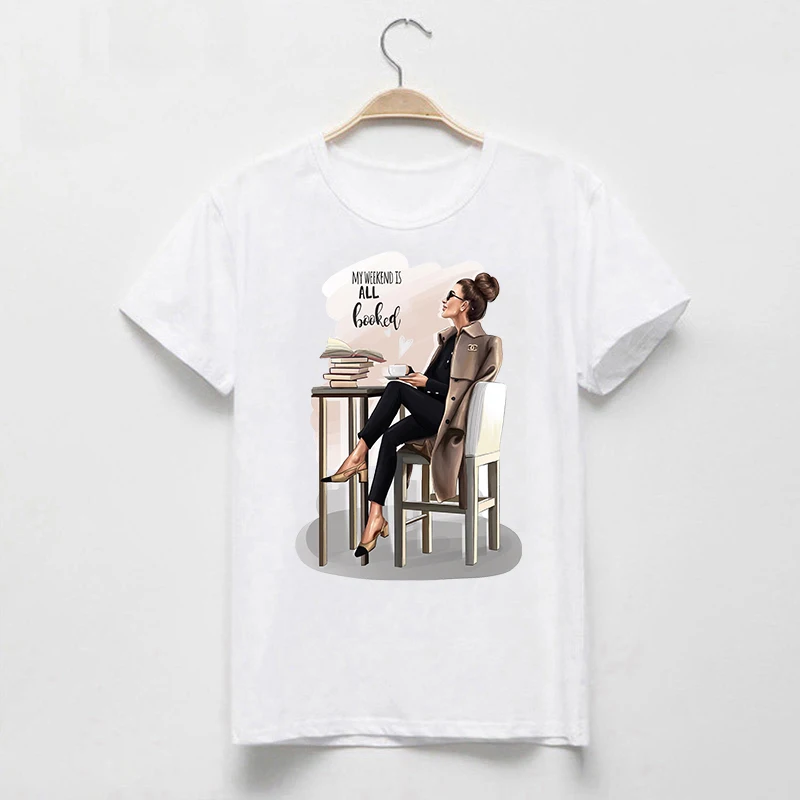 LUSLOS Super Girl Print T Shirt Women Tshirt Fashion Female White Tee Shirts Cute Kawaii Harajuku Vogue T-shirt Clothes | Женская одежда