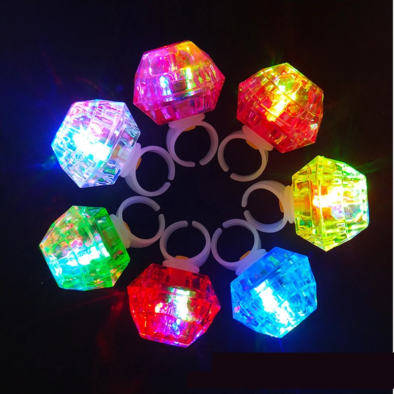

Luminous Fashion Diamond Ring Imitation Large Diamond Ring Finger Light Led Flash Children's Ring Lights Toys Jewelry Gifts