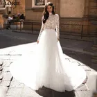 Мусульманское свадебное платье LORIE трапециевидной формы с длинным рукавом и высоким воротом кружевные платья невесты в стиле бохо платья для невесты