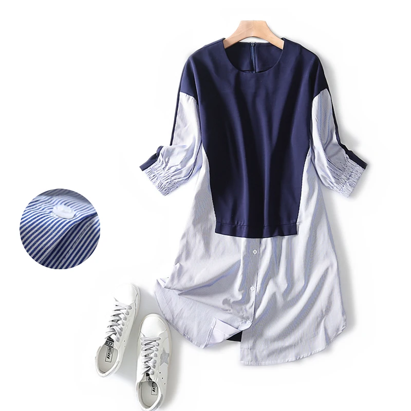 Новинка 2019 года осеннее платье в полоску удобное и свободное женское для