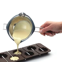 hot sale stainless steel chocolate melting pot furnace heated milk bowl with handle heated butter baking pastry tool 3
