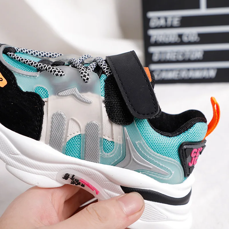 Spring Kids Sport Sneakers Children Chunky Baby Girls Green Genuine Leather Shoes Boys Brand Casual Trainers | Детская одежда и