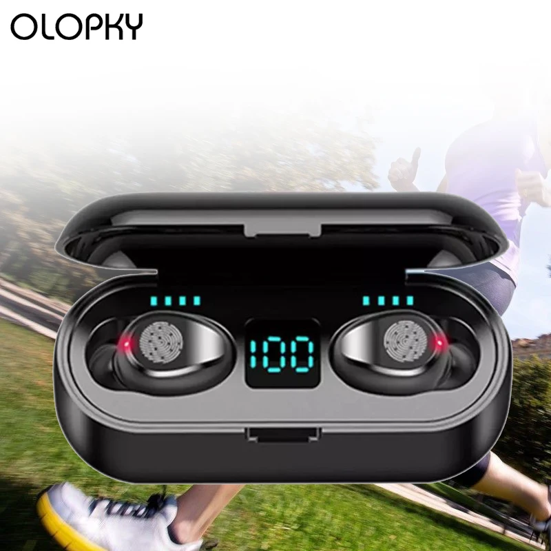 TWS F9 беспроводные Bluetooth V5.0 наушники светодиодный дисплей стерео 2000 мАч внешний