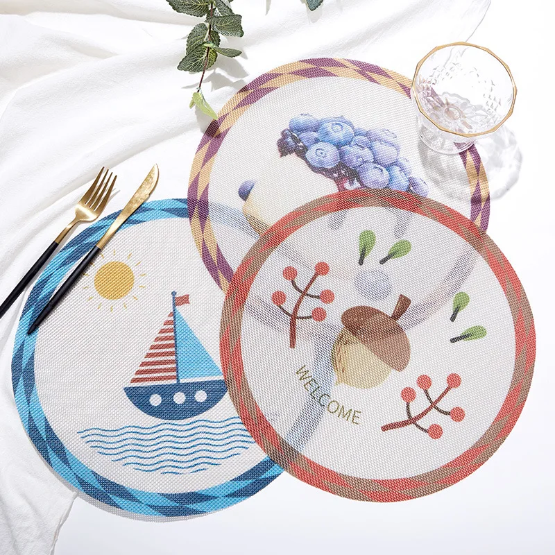 Круглый дизайнерский нескользящий коврик в скандинавском стиле с мультяшным