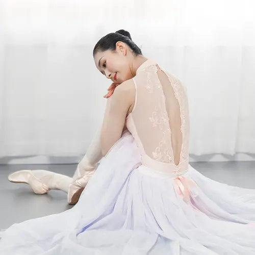 Pale Pink Одежда для танцев с кружевной вышивкой, гимнастический купальник для взрослых, для женщин, лайкра, сексуальные балетные трико, танцевальные костюмы для девочек - Цвет: Pale Pink