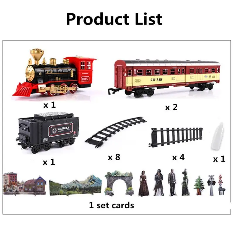 

Electronic Classic Railway Train Sets w/ Steam Locomotive Engine XX9E