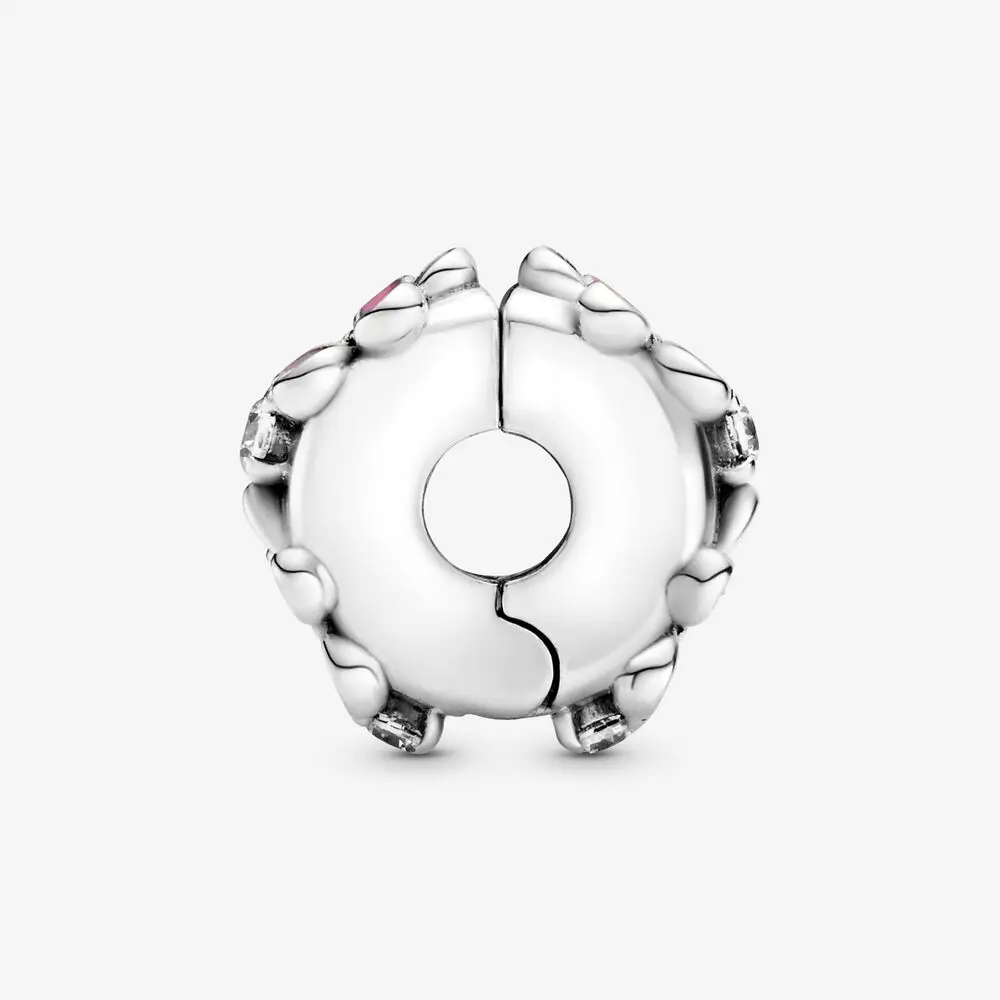 

Pink Daisy Fixed Clip Charm Beads Summer New Accessories Jewelry Fit Pandora Bracelet Necklace 925 sterling silver DIY For women