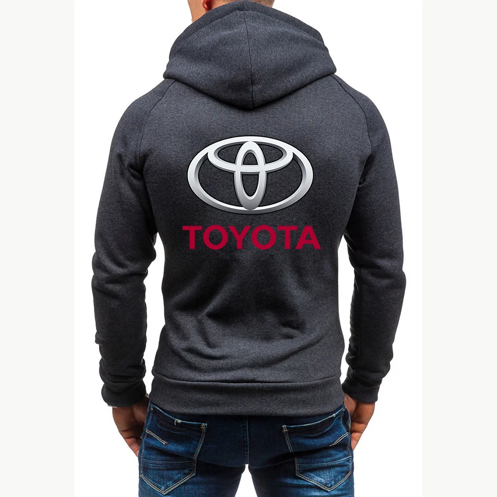 

Men's Autumn Zipper Toyota Automotive Hoody Sweatshirts Long Sleeve Hoodies Sticker Pocket Winter Warmer Running Sportswear