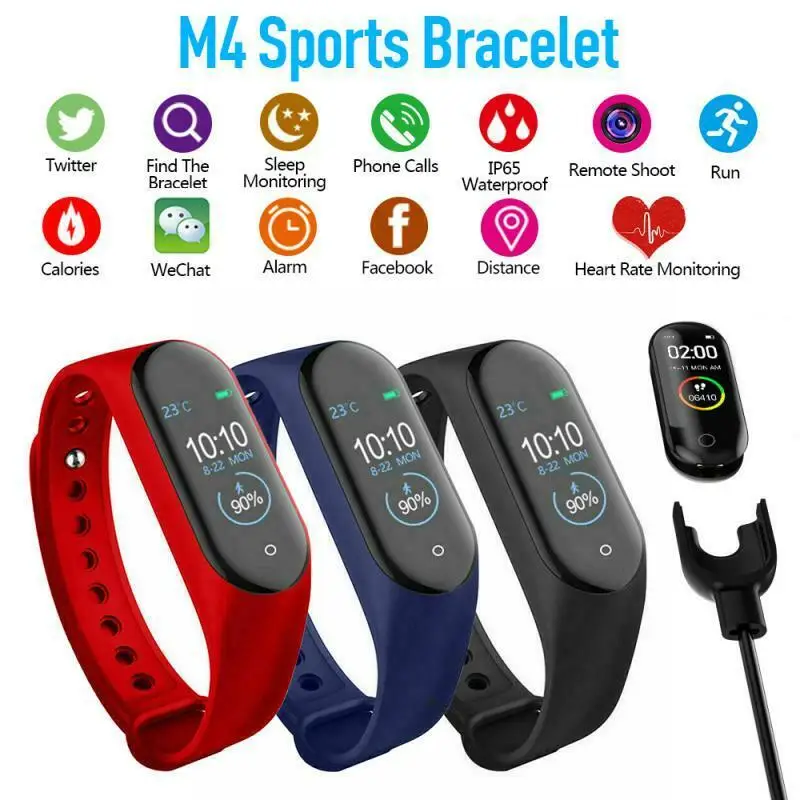

Bluetooth Smart Watch M4 Heart Rate Blood Pressure Fitness Sport Tracker