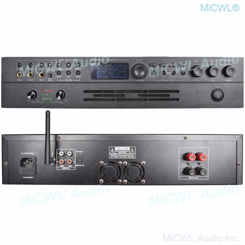 MiCWL Bluetooth 1100 Вт 2 канальный цифровой Мощность усилитель караоке аудио процессор AV