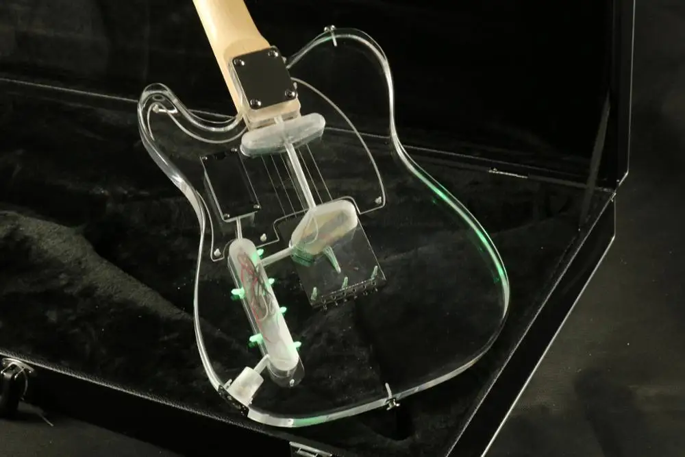 Акриловый корпус tl Электрогитара ra зеленая светодиодная лампа кленовый гриф