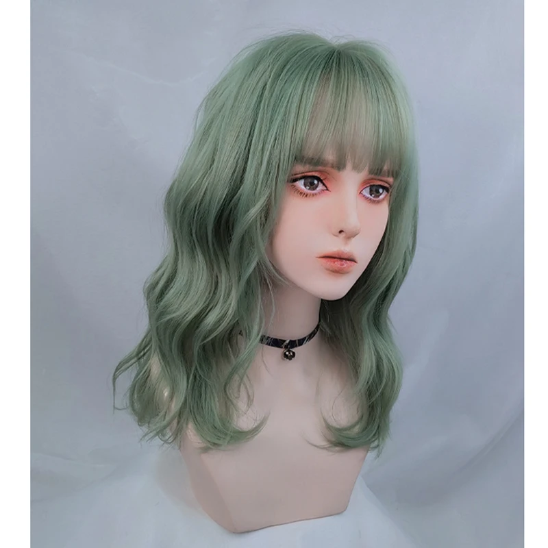 

5 Colors Harajuku Lolita Wig Women Synthetic Hair Heat Resistant Golden Pink Orange Green Hair for Girl Women Halloween Party