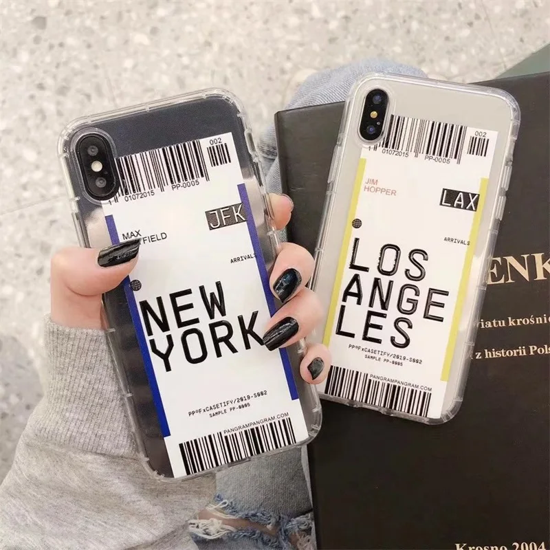Ins US City Label штрих-код чехол для телефона для iPhone 11 Pro Xs MAX XR X 6 s 7 8 plus простая буква Нью-Йорк прозрачный мягкий кремний чехол