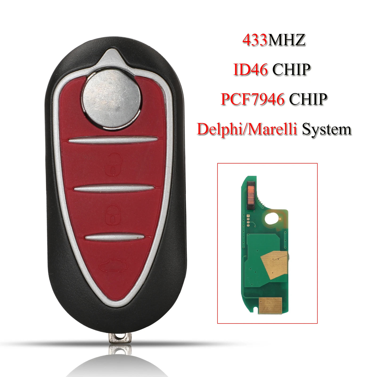 

jingyuqin Folding Remote Car Key For Alfa Romeo Mito GTA Giulietta 433Mhz ID46 PCF7946 Chip 3 Buttons Delphi/Marelli System