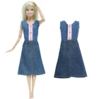 Голубое джинсовое платье без рукавов BJDBUS, 1 шт., повседневная одежда для Барби, аксессуары для кукол, детские игрушки