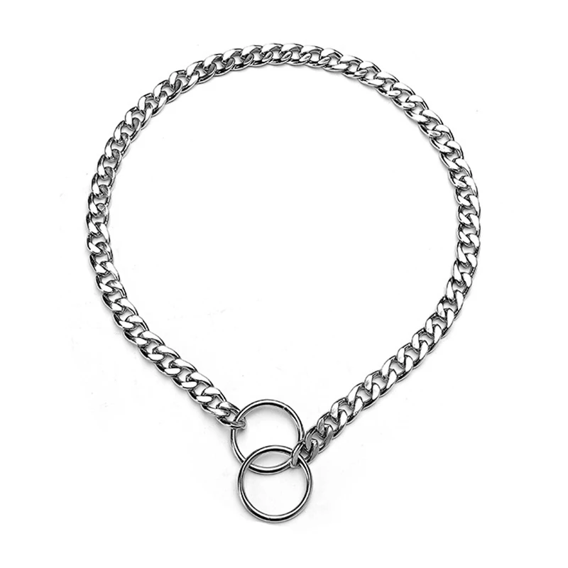 

Flat Dog Chain P Style Pinch Collar Adjustable Pet Collar Decoration Training Metal Dog Necklace for Small Medium Large Dogs