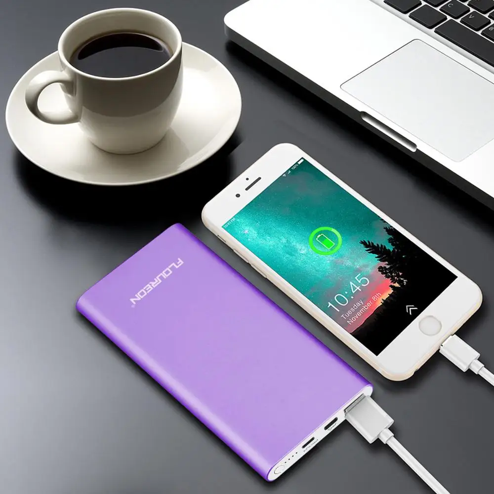 Внешний аккумулятор Floureon 12000 мАч Внешнее зарядное устройство с выходом 3A QC USB