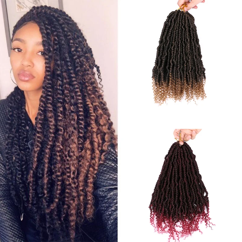 Предварительно скрученные вязанные крючком косички Омбре страсть Весна Твист