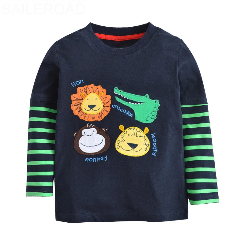 SAILEROAD/детская футболка для мальчиков 2 7 лет с рисунками животных хлопковая одежда
