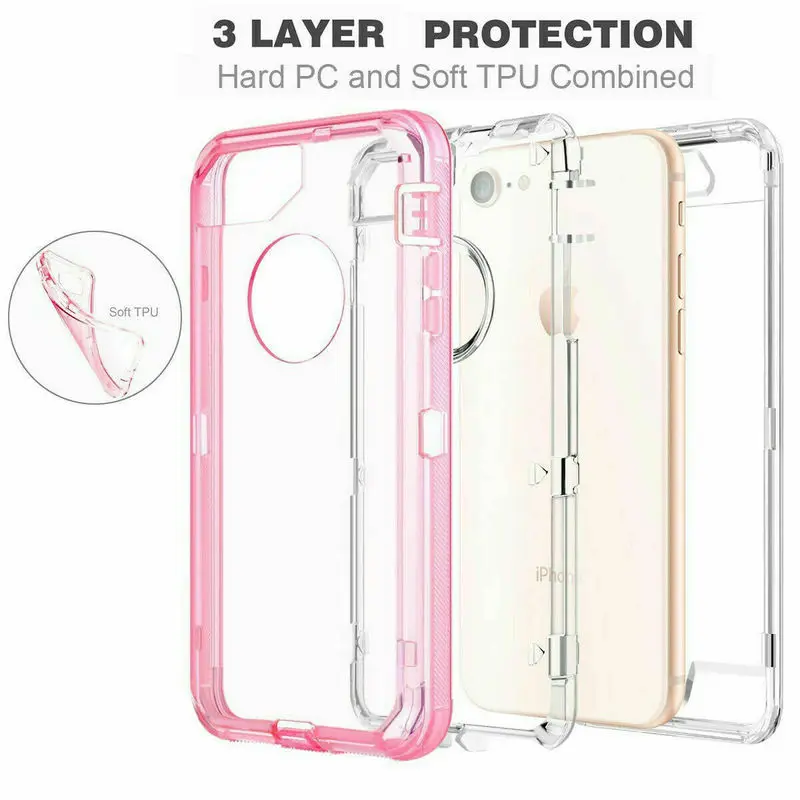 Гибридный сверхмощный 360 полноразмерный чехол для iPhone 12 Pro Max XR 6 7 8 Plus 11 прочный