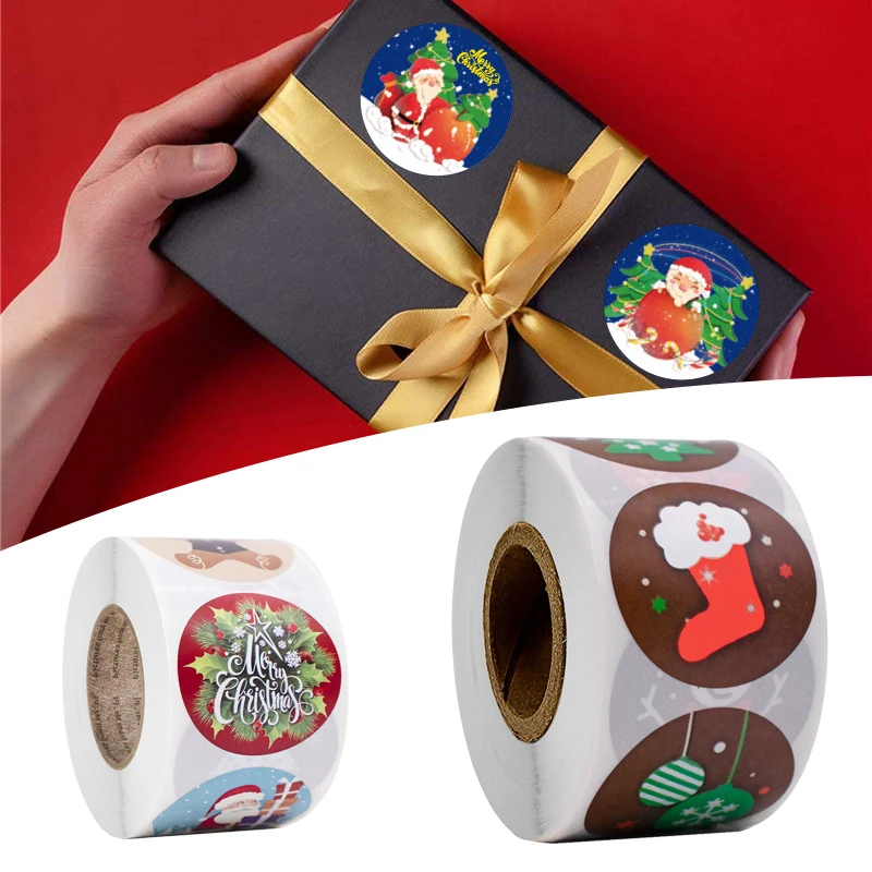 

500pcs Merry Christmas Handmade Sticker Card Box Package Santa Thank You Label Sealing Stickers Wedding Party Supplies