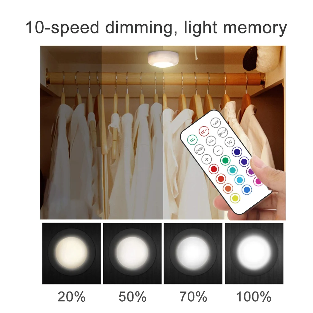 

Led Cabinet Light White&Warm light Color Remote Control Wireless Dimmable LED Night Lamps Battery Light for Closet Kitchen Stair