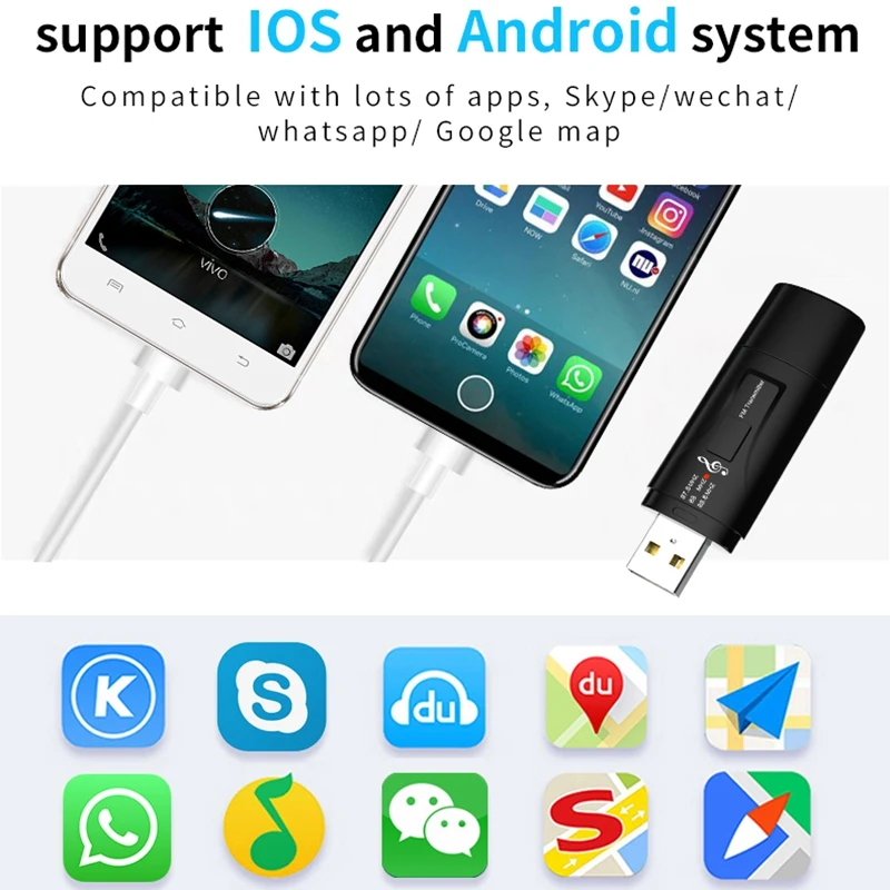 Bluetooth 5 0 FM приемник 3 мм Aux аудио стерео адаптер микрофон автомобильный комплект