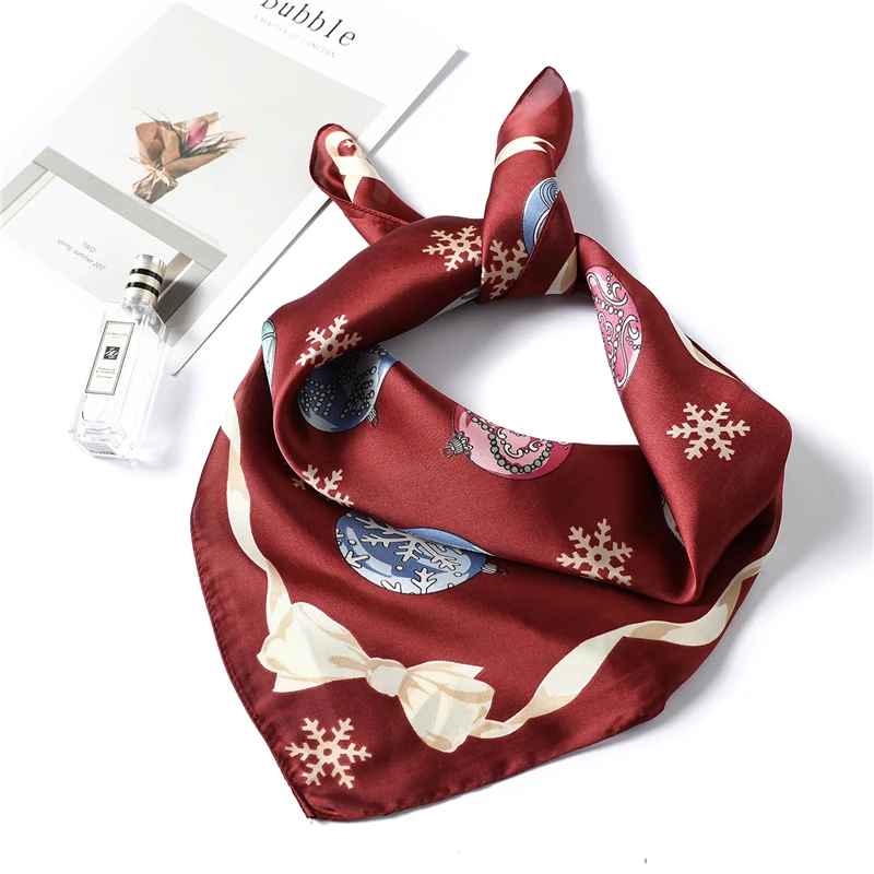 

Silk Neck Scarf for Women Design Print Hair Band Shawls and Wraps 70cm Square Scarves Neckerchief Foulard Bandana Gift for Girl