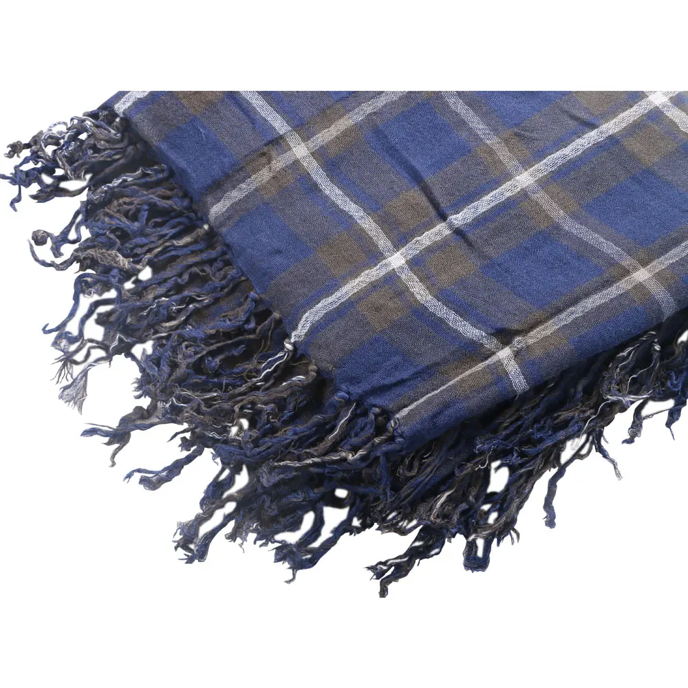 Дизайнерский вязаный зимний и весенний женский шарф в клетку теплые хлопковые