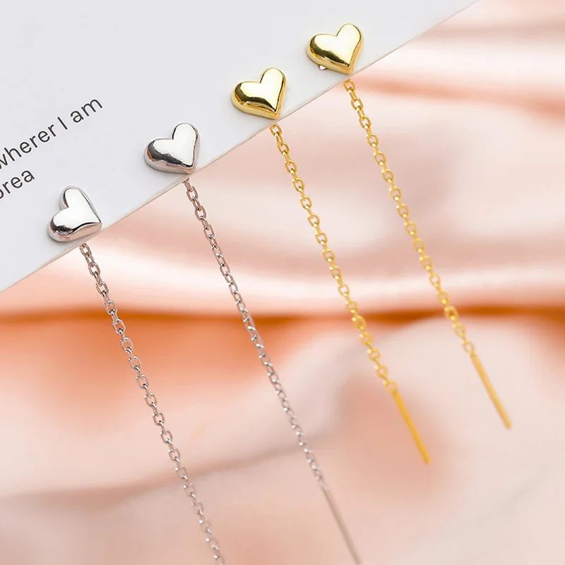 

S925 Silver Needle Love Ear Line Earrings for Women 2021 New Trendy Korean Style Piercing Earrings for Girls Grunge Jewelry